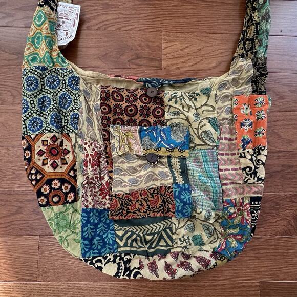Hippie Forever Organic Cotton Handmade Patchwork Crossbody Bag Womens Boho Artsy - Picture 3 of 10